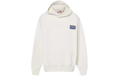 Timberland Globe Logo Textured Hoodie Sweatshirt Unisex White