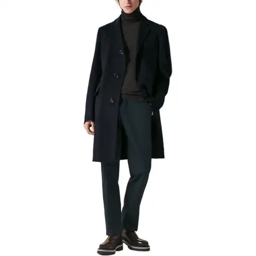HERMES Coats Men's Marine Blue Lapel Moderate Other