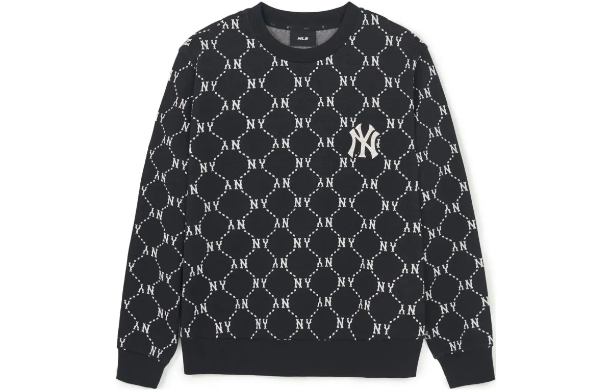 MLB Monogram Sweatshirts Unisex Black Crew Neck Moderate