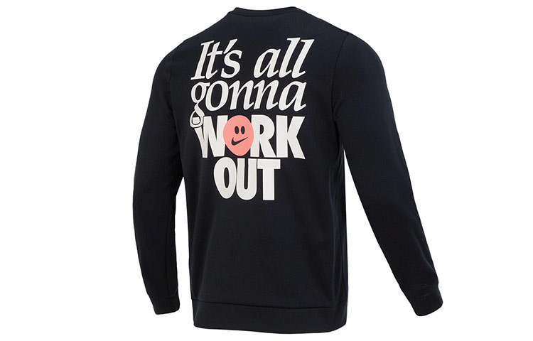 Nike AS M NK TF LS CREW TOP Letter Printed Sportswear Casual Round Neck Sweatshirt Men's Black