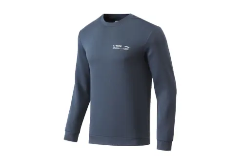 Li Ning Training Series Sweatshirts Men's Dark Shadow Blue Crew Neck Moderate Regular