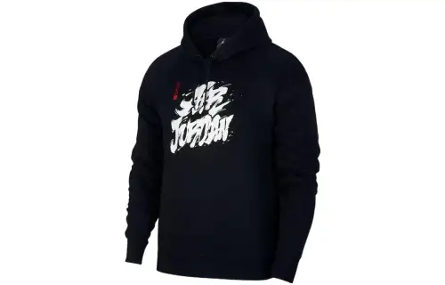 Jordan Sweatshirts Men's Black Hooded Moderate Regular