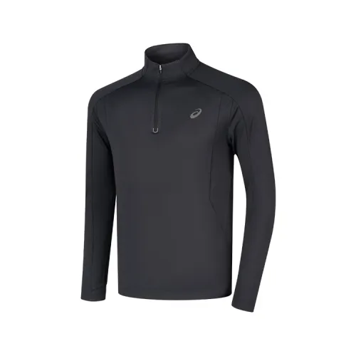 ASICS T Shirts Men's Black Stand Collar Moderate