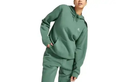 Converse Go to Embroidered Star Chevron Standard Fit Fleece Hoodie Sweatshirt Unisex Green
