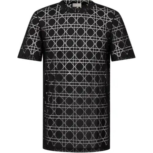 DIOR T Shirts Men's Black Crew Neck Moderate Straight Fit