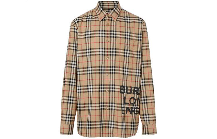 Мужская рубашка Burberry (коричневая) — фото 1