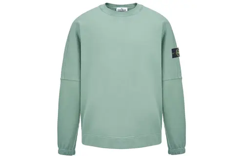 STONE ISLAND Sweatshirts Men's Pea Green Crew Neck Moderate Regular