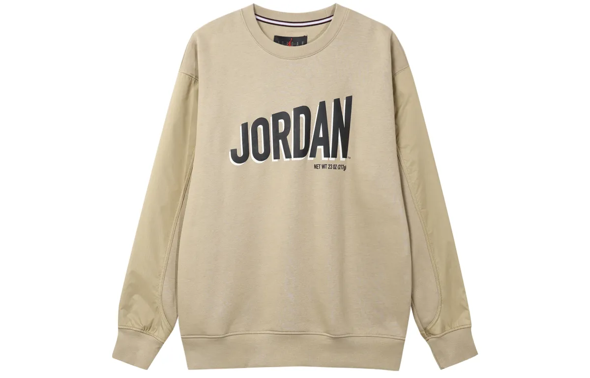 Jordan Flight MVP Letter Logo Print Thickened And Fleece Lined Athleisure Crew Neck Sweatshirt Men's Desert Yellow
