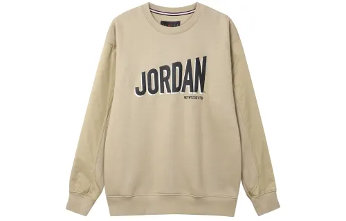 Jordan Flight MVP Letter Logo Print Thickened And Fleece Lined Athleisure Crew Neck Sweatshirt Men's Desert Yellow