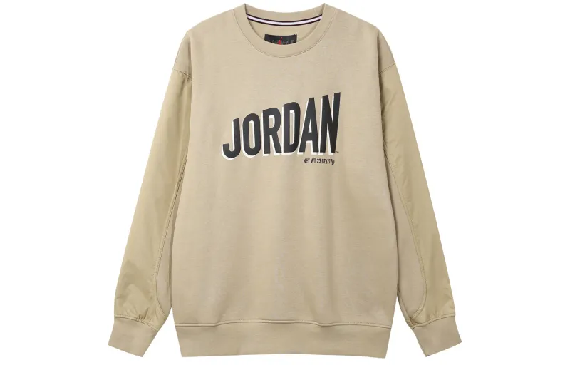 Jordan Flight MVP Letter Logo Print Thickened And Fleece Lined Athleisure Crew Neck Sweatshirt Men's Desert Yellow