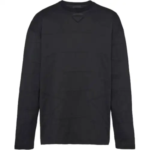 PRADA T Shirts Men's Black Crew Neck Moderate Straight Fit