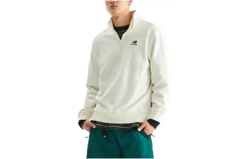New Balance Sweatshirts Men's White Stand Collar Moderate Regular