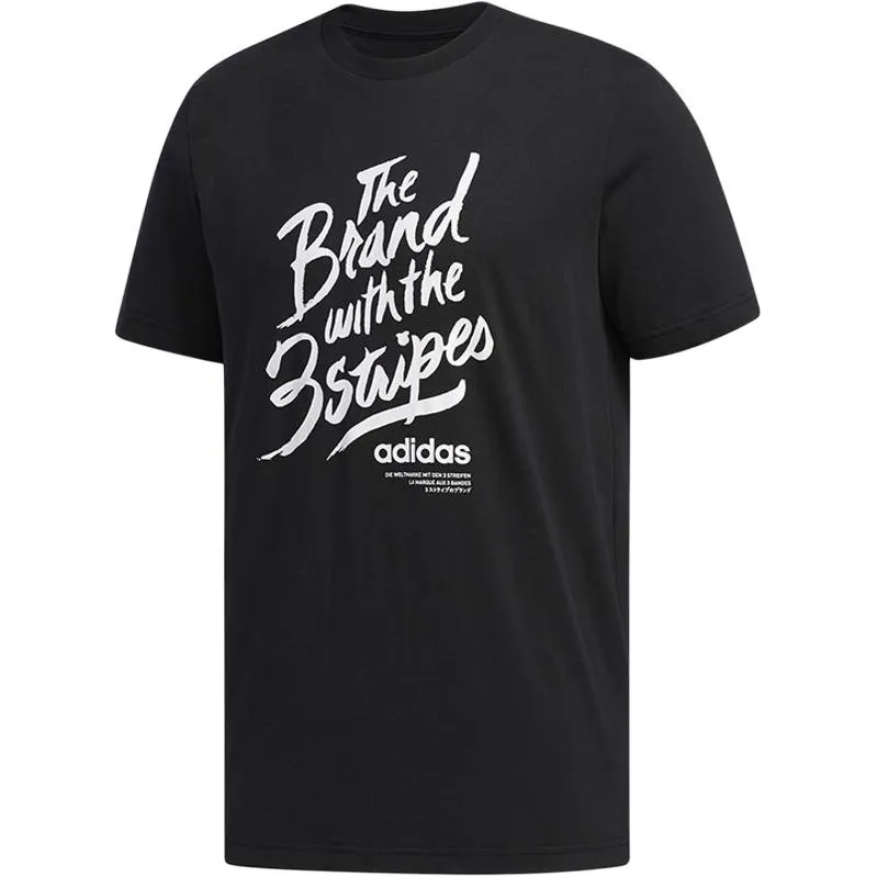 Adidas T-Shirts Men's Black Crew Neck Moderate Straight Fit