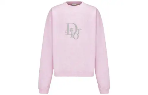 DIOR X ERL SS23 Oversized Sweatshirt Heathered Pink Cotton Fleece