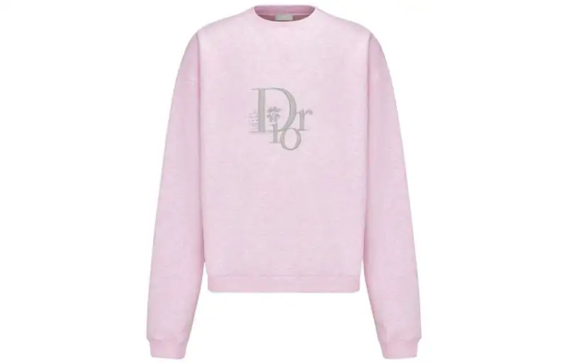 DIOR X ERL SS23 Oversized Sweatshirt Heathered Pink Cotton Fleece