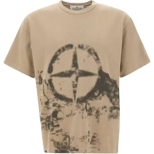 STONE ISLAND Compass Printed Crewneck T Shirt