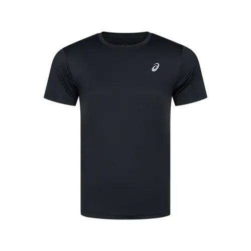 ASICS T Shirts Men's Black Crew Neck Moderate Straight Fit