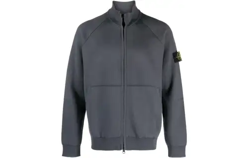 STONE ISLAND Sweatshirts Men's Gray Stand Collar Moderate Regular