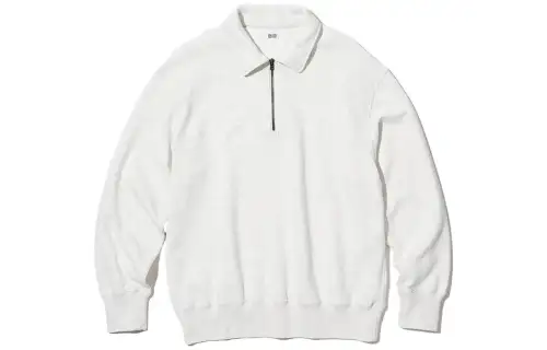 UNIQLO Sweatshirts Men's Light Gray Lapel Moderate Regular