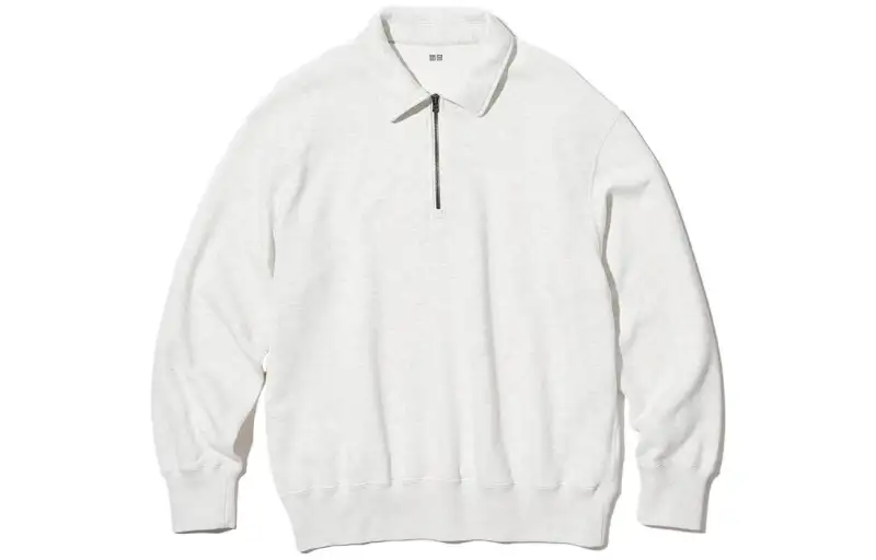 UNIQLO Sweatshirts Men's Light Gray Lapel Moderate Regular