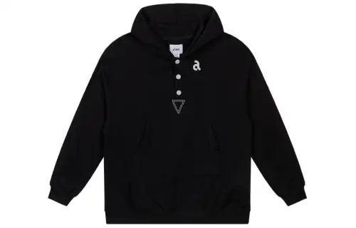 ASICS QC Sweatshirts Unisex Black Hooded Moderate Regular