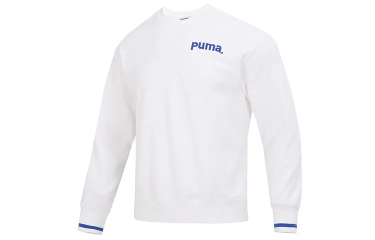 PUMA Sweatshirts Men's White Crew Neck Moderate Regular