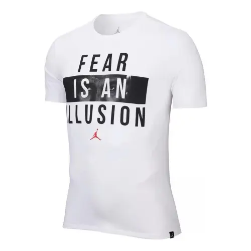 Jordan T Shirts Men's White Crew Neck Moderate Straight Fit