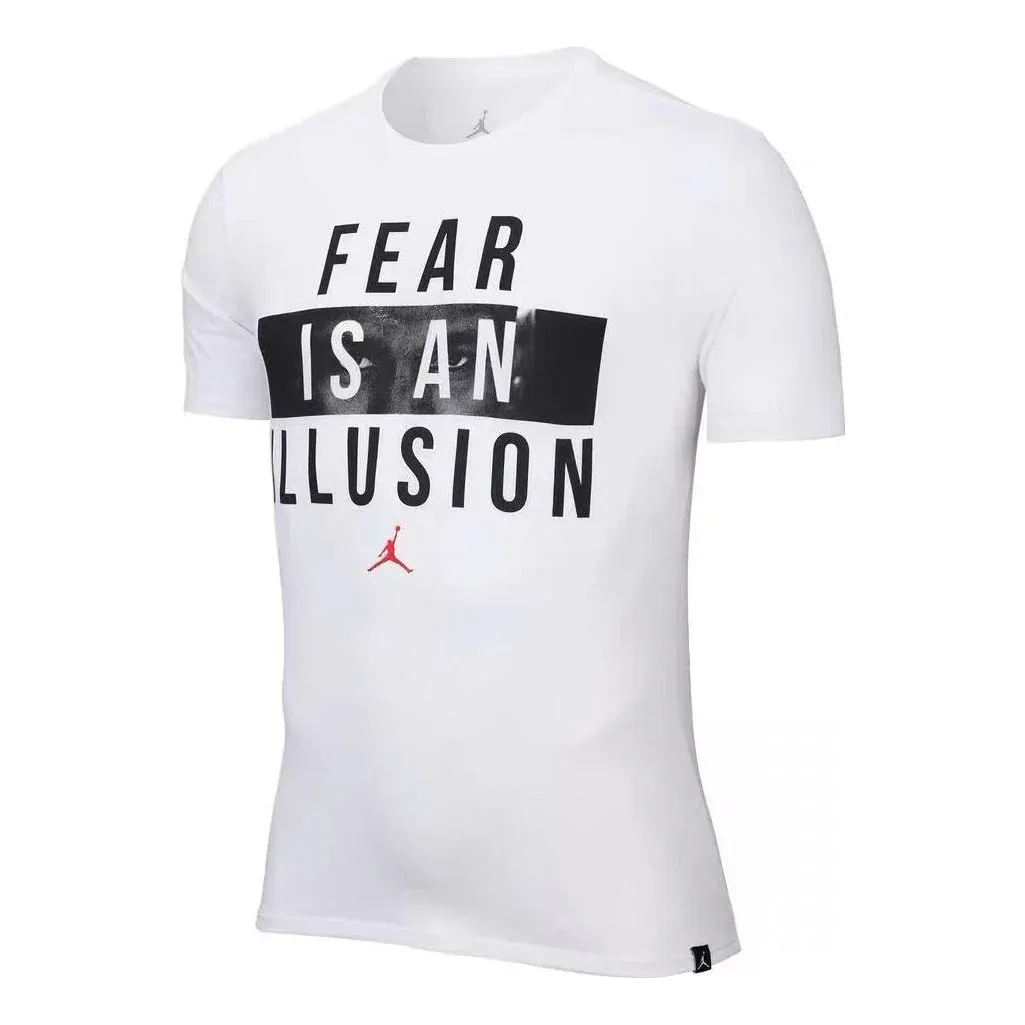 Jordan T-Shirts Men's White Crew Neck Moderate Straight Fit