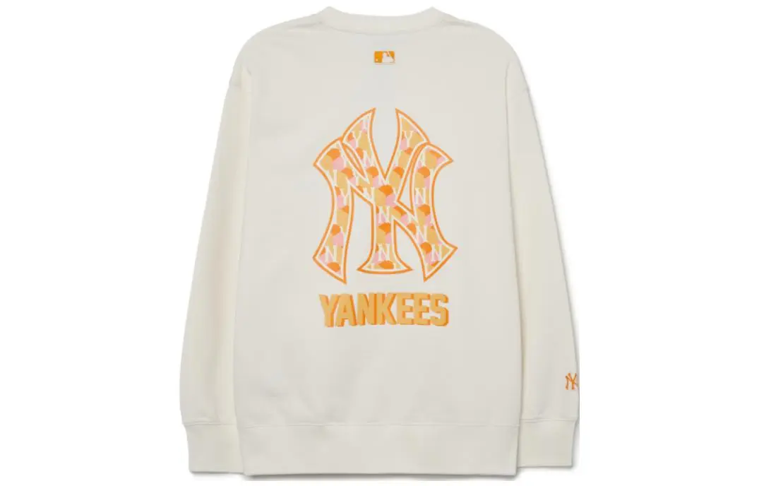 MLB New York Yankees Sweatshirts Unisex Ecru Crew Neck Moderate