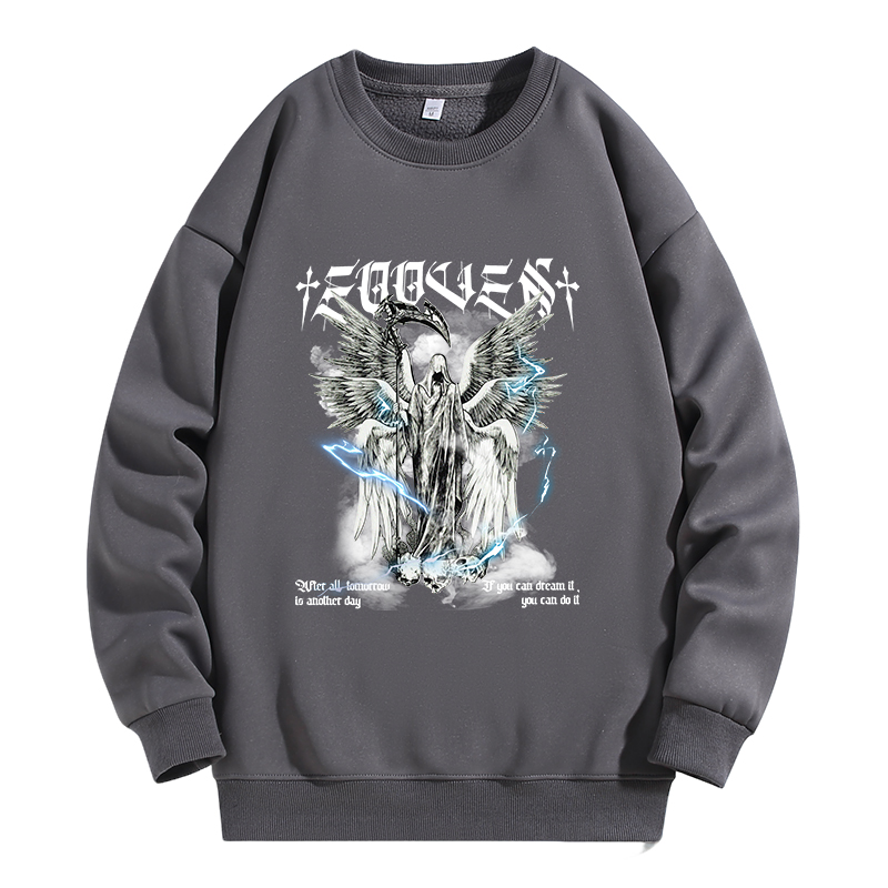 EOOVEN Base thin retro trend T-shirt for leisure, couple clothing with a round collar, long-sleeve, classic fashionable sports suit, sweatshirt for men and women, American style, loose fit, with your logo imprint, for beloved
