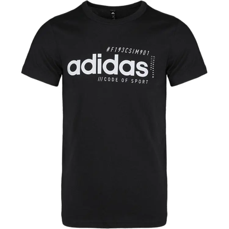 Adidas T-Shirts Men's Black Crew Neck Moderate Straight Fit