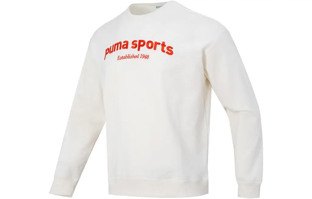 PUMA TEAM CREW FL Sweatshirts Men's White Red Crew Neck Moderate Other