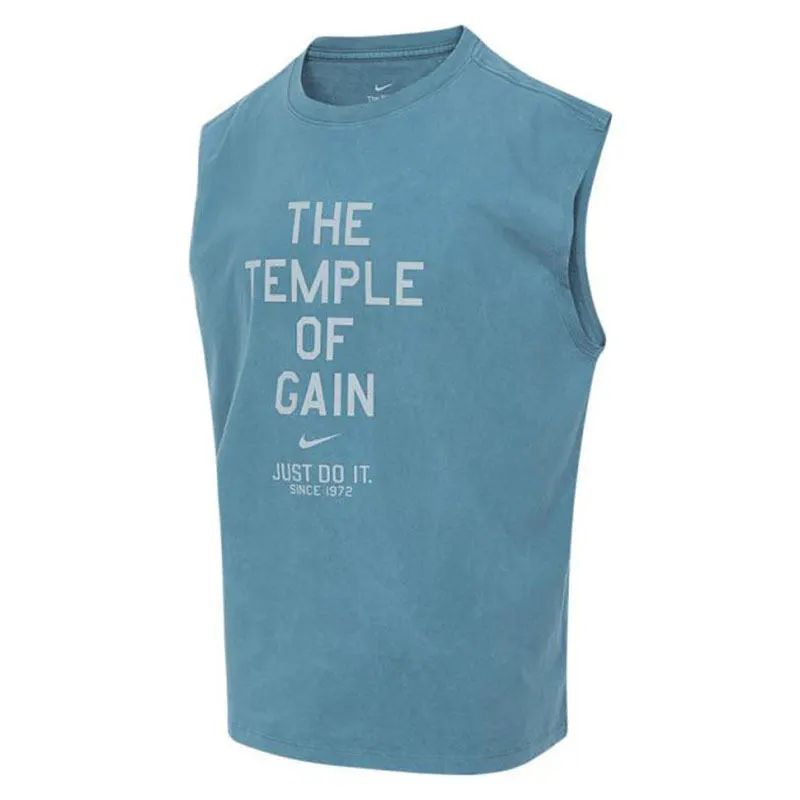Nike Tank Tops Men's Blue Crew Neck Moderate Straight Fit