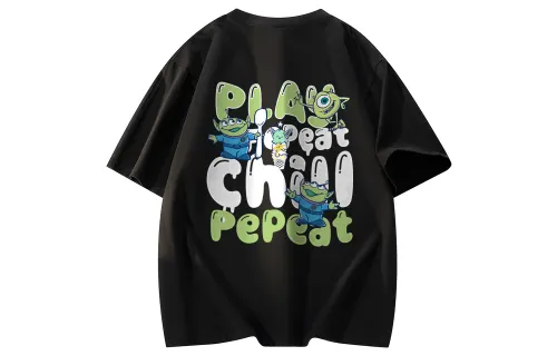 Disney Disney, cartoon toy with a round collar, cotton base T-shirt for men and women, American style, oversize, with short sleeve
