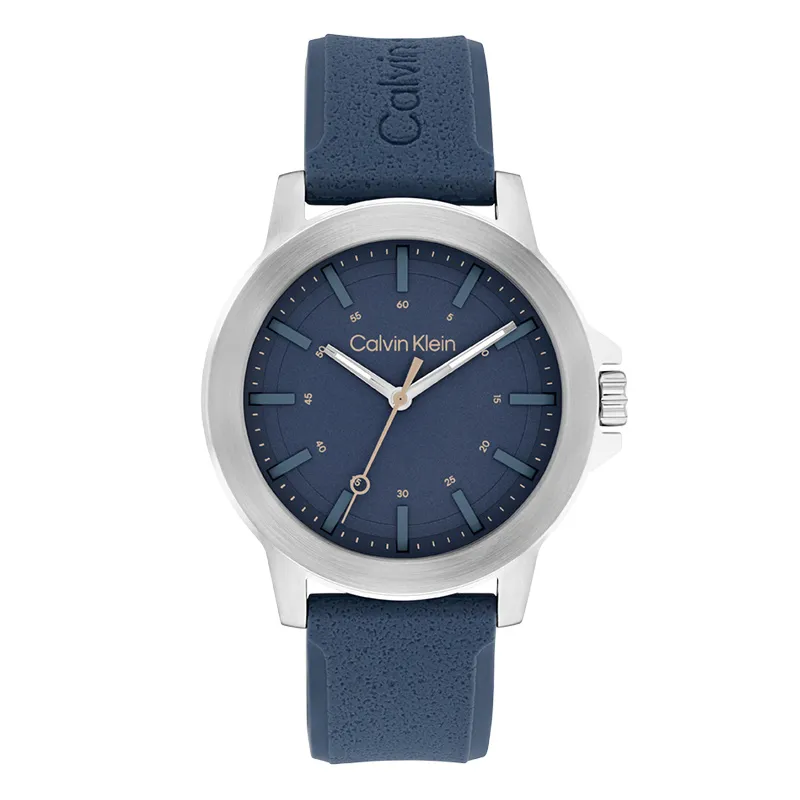 CALVIN KLEIN Wrist Watches Quartz Movement Silicone Strap 42mm Blue Dial Men's Watches 30m Waterproof