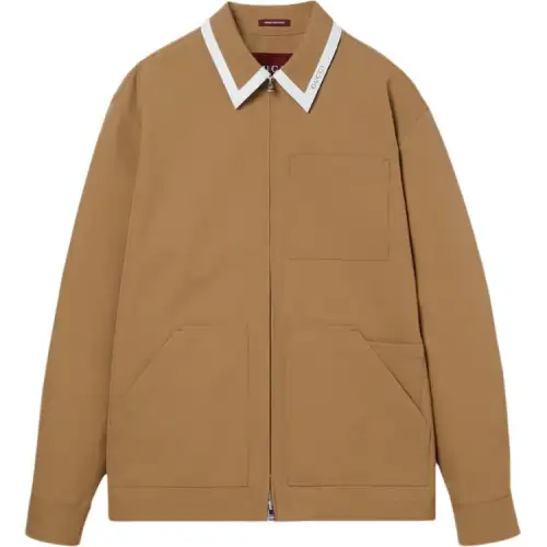 GUCCI Jackets Men's Beige Pointed Collar Moderate Other