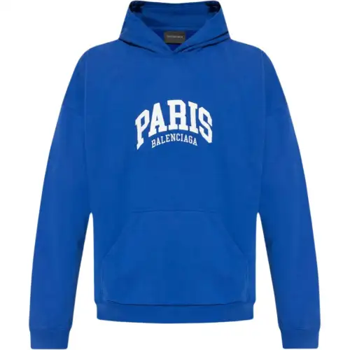 Balenciaga Paris Logo Embroidered Long-Sleeved Hoodie