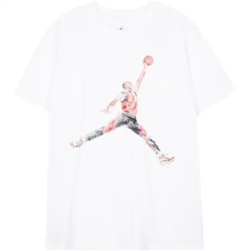 Jordan T Shirts Men's White Crew Neck Moderate Straight Fit