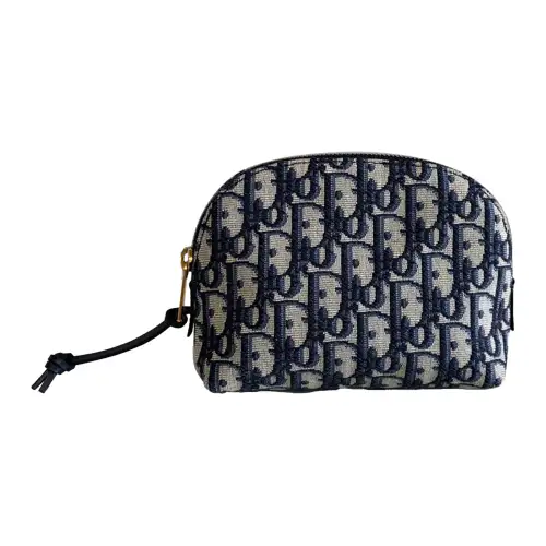 DIOR Jacquard Fabric Clutch Toiletry Travel Bag Storage Bag Makeup Bag Small Women's Denim Blue