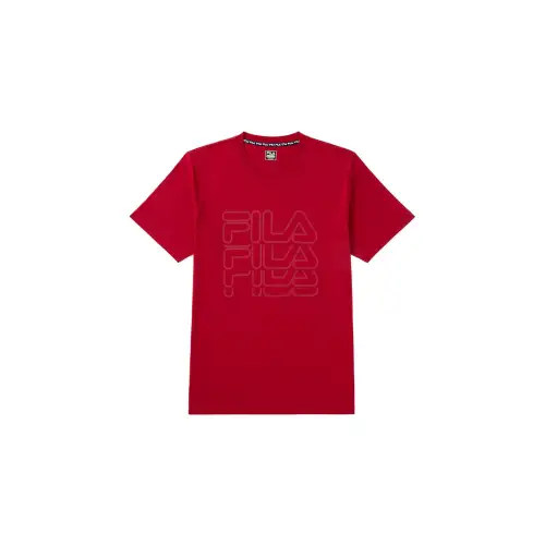FILA T Shirts Men's Red 600 Crew Neck Moderate Straight Fit