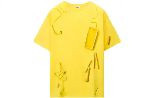 LOEWE T Shirts Men's Yellow Crew Neck Moderate Straight Fit