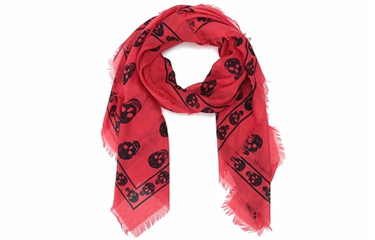 Женский шарф Alexander McQueen Skull (красный)