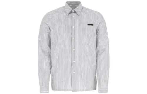 PRADA Shirts Men's Gray Pointed Collar Moderate Other