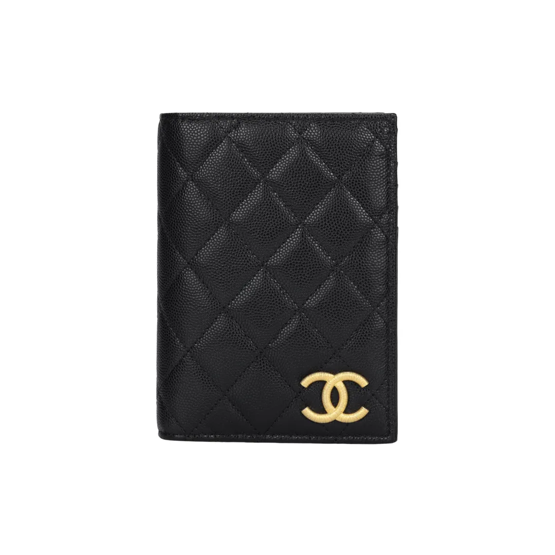 CHANEL Lambskin Wallet Women's Black