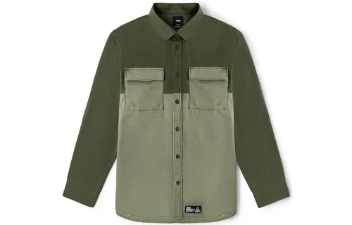 Vans Shirts Men's Avocado Green Lapel Moderate Workwear