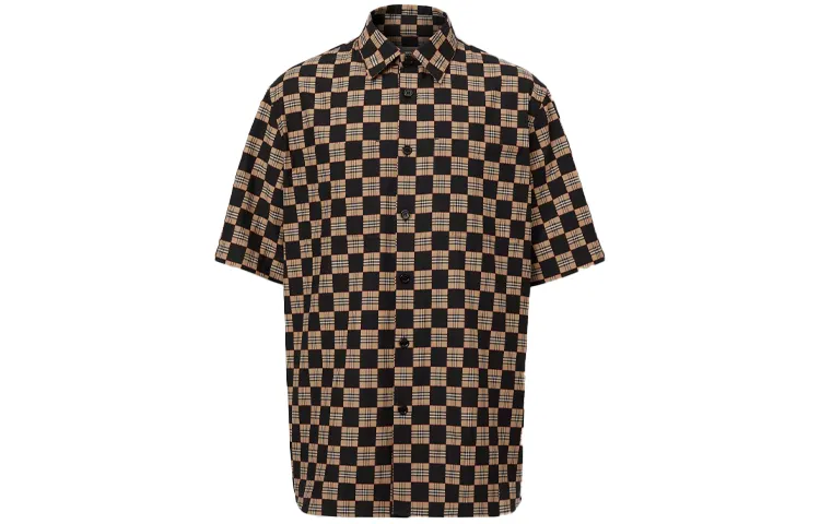 Burberry Shirts Men's Khaki Lapel Moderate Shirt