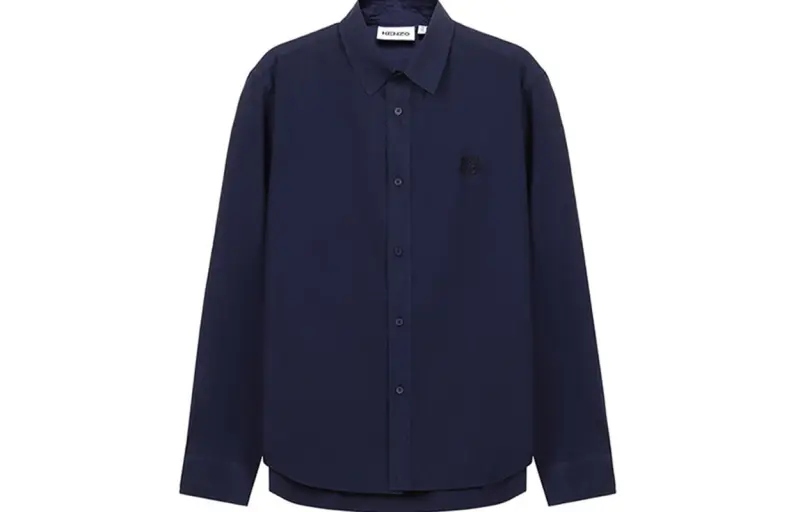 KENZO Classic Tiger Head Shirts Men's Navy Pointed Collar Moderate Other