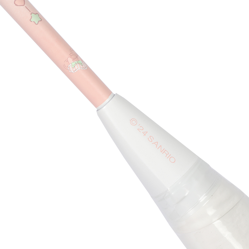 Sanrio Full Carbon Badminton Rackets Offensive Type Heavy Head, Stiff Shaft Advanced Level 670MM 4U/G4 White Pink