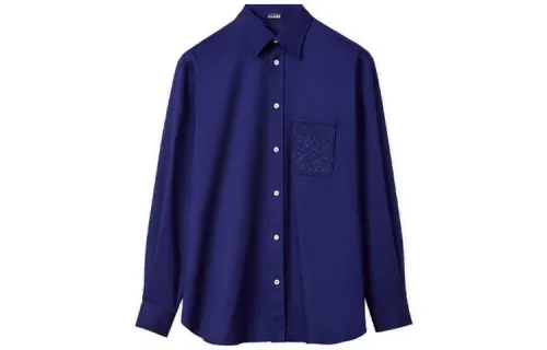 LOEWE Shirts Men's Blue Pointed Collar Moderate Shirt