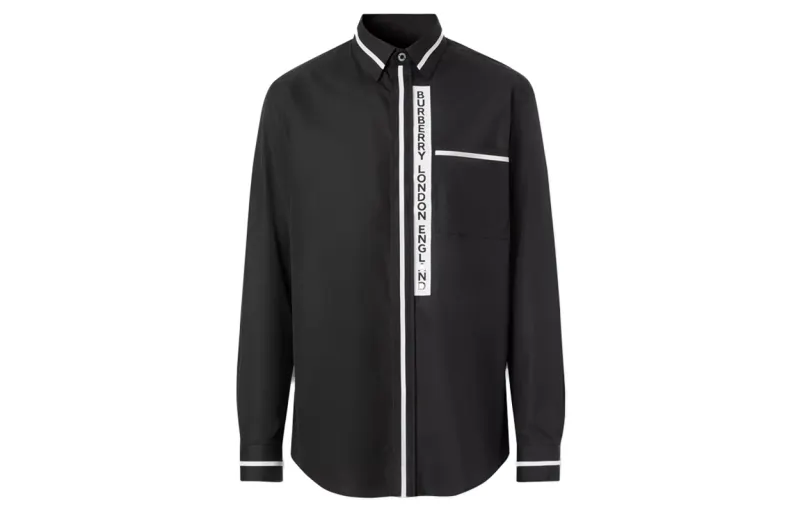 Burberry Shirts Men's Black Lapel Moderate Other